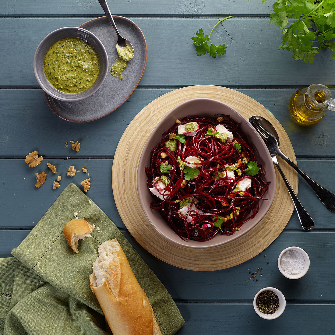 Spiralized Beetroot Salad with parsley pesto & mozzarella Zyliss UK