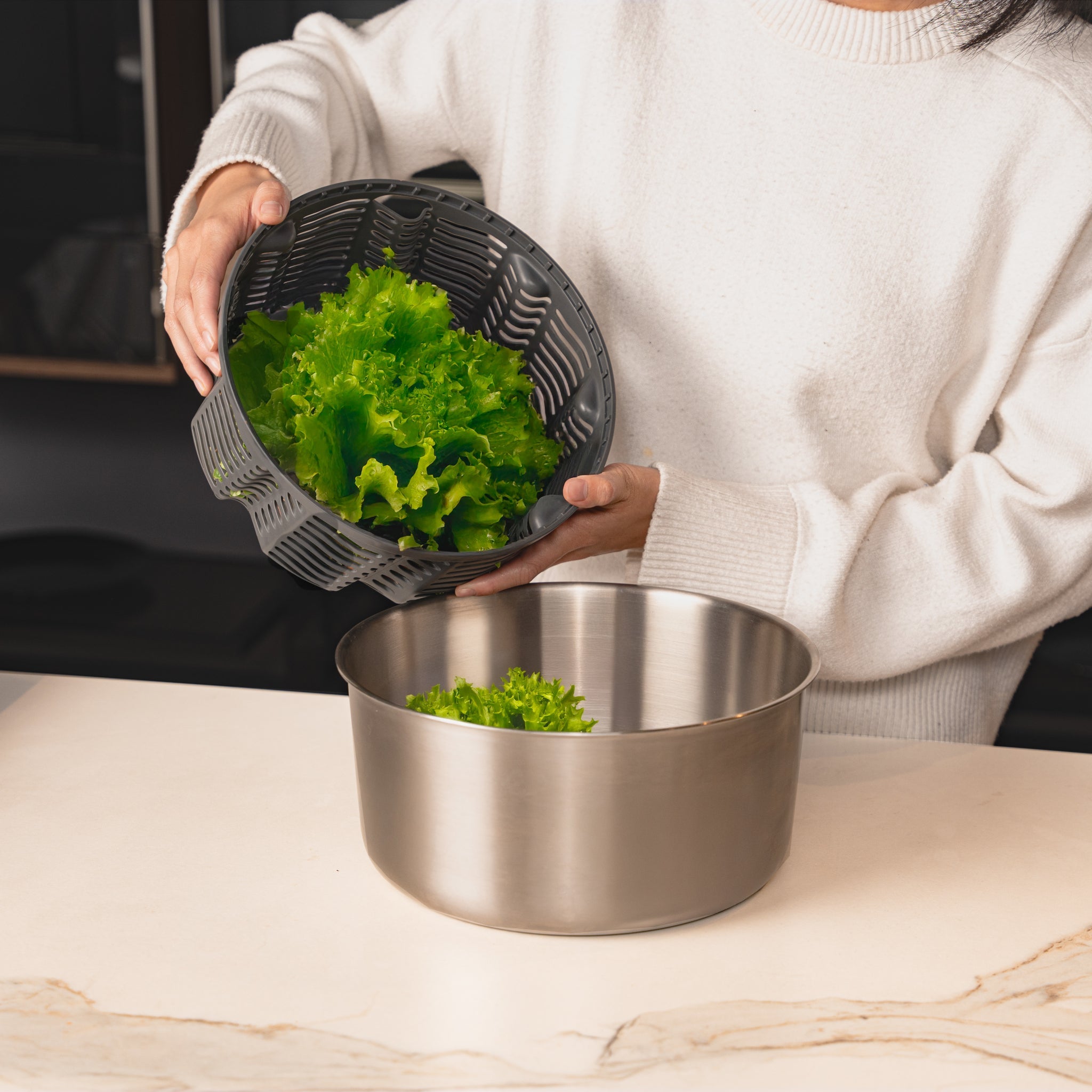 Easy Spin Salad Spinner Stainless Steel - Zyliss UK