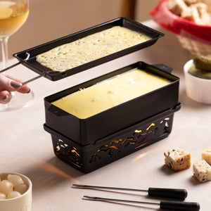 Zyliss Tandem Candlelight Fondue & Raclette Set — in use