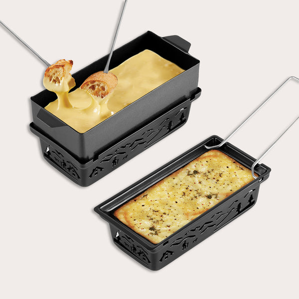 Service à fondue et raclette à la bougie Tandem – Set à fromage 2 en 1