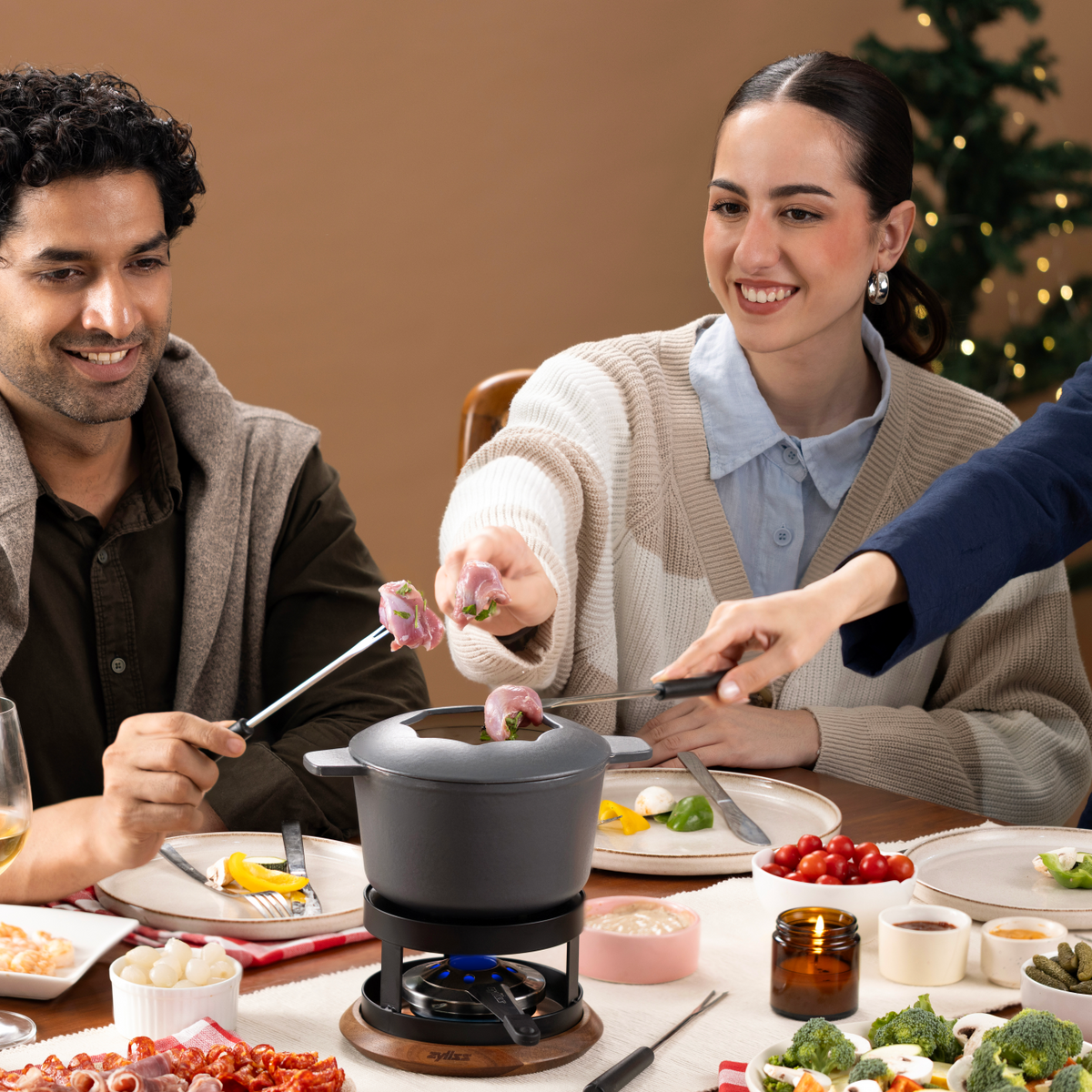Zyliss 6 Piece Meat Fondue Fork Set — in use