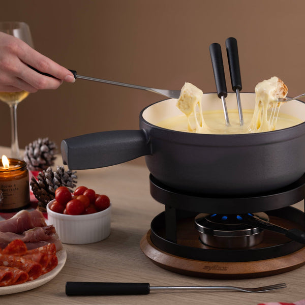 Zyliss 6 Piece Cheese Fondue Fork Set — in use