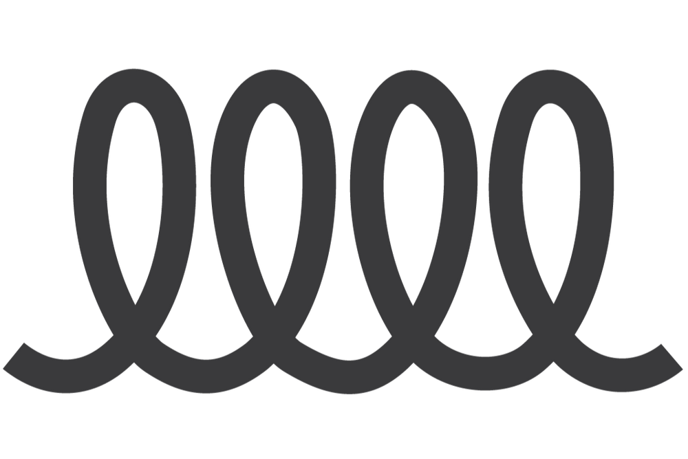 A black induction symbol with four vertical loops connected by a wavy line at the bottom, representing an induction cooktop or induction heating.