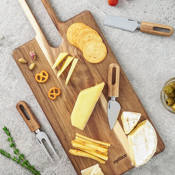 Zyliss 4 Piece Artisan Petite Cheese Knives & Serving Board Set — lifestyle